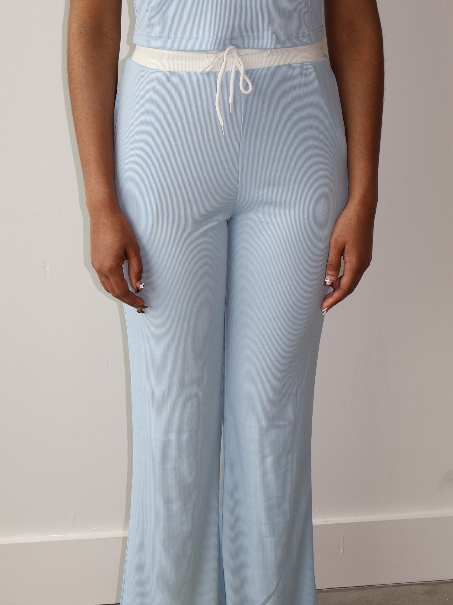 Short Sleeve Ribbed Lounge Pant Set