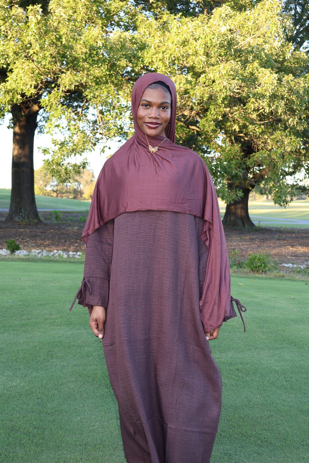 Rihla Ribbon Sleeve Abaya- Wide Fit Maxi