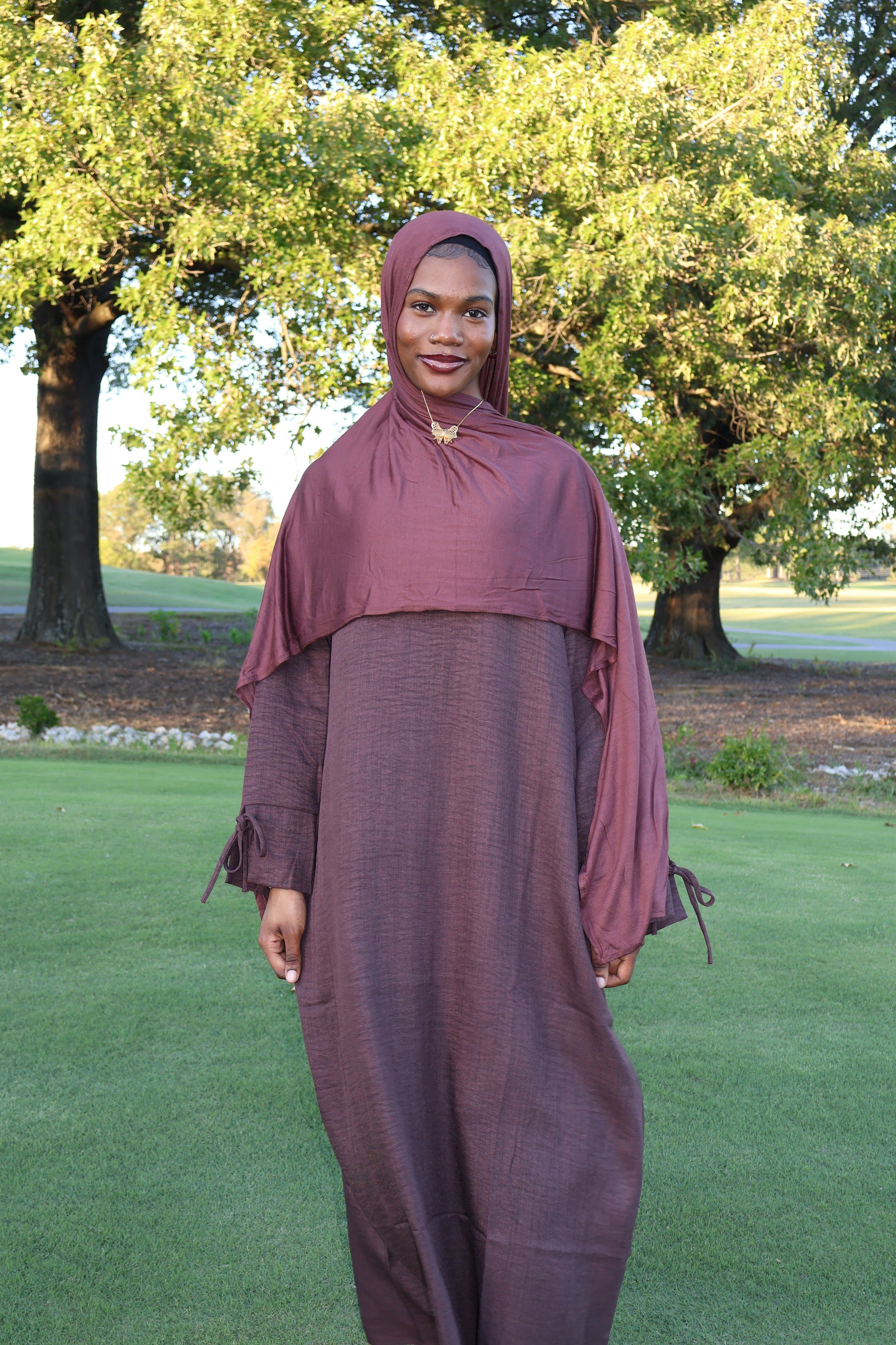 Rihla Ribbon Sleeve Abaya- Wide Fit Maxi