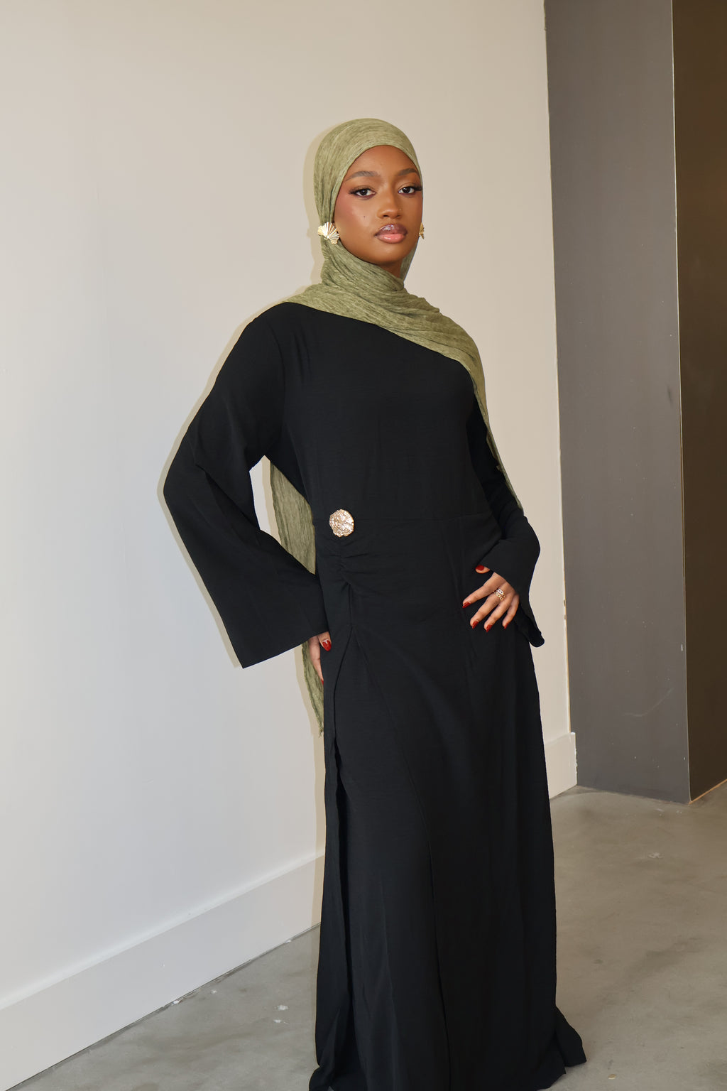 Zahara Gold Accent Ruched Dress