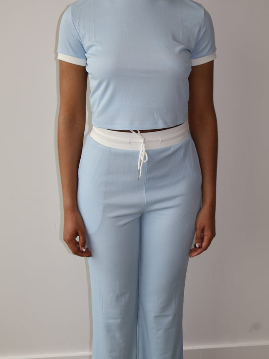 Short Sleeve Ribbed Lounge Pant Set