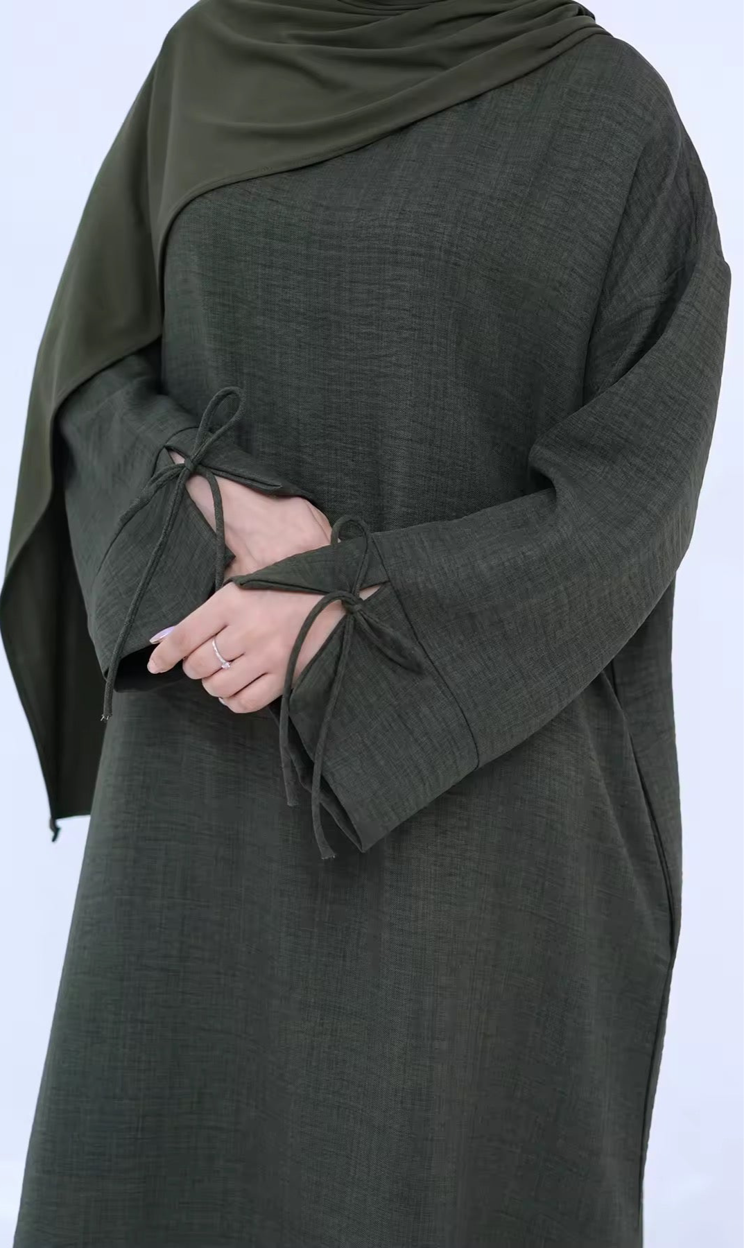 Rihla Ribbon Sleeve Abaya- Wide Fit Maxi