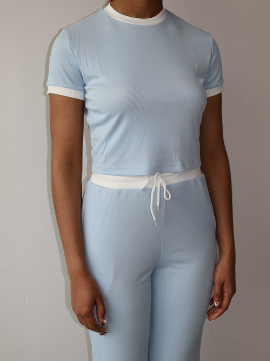 Short Sleeve Ribbed Lounge Pant Set