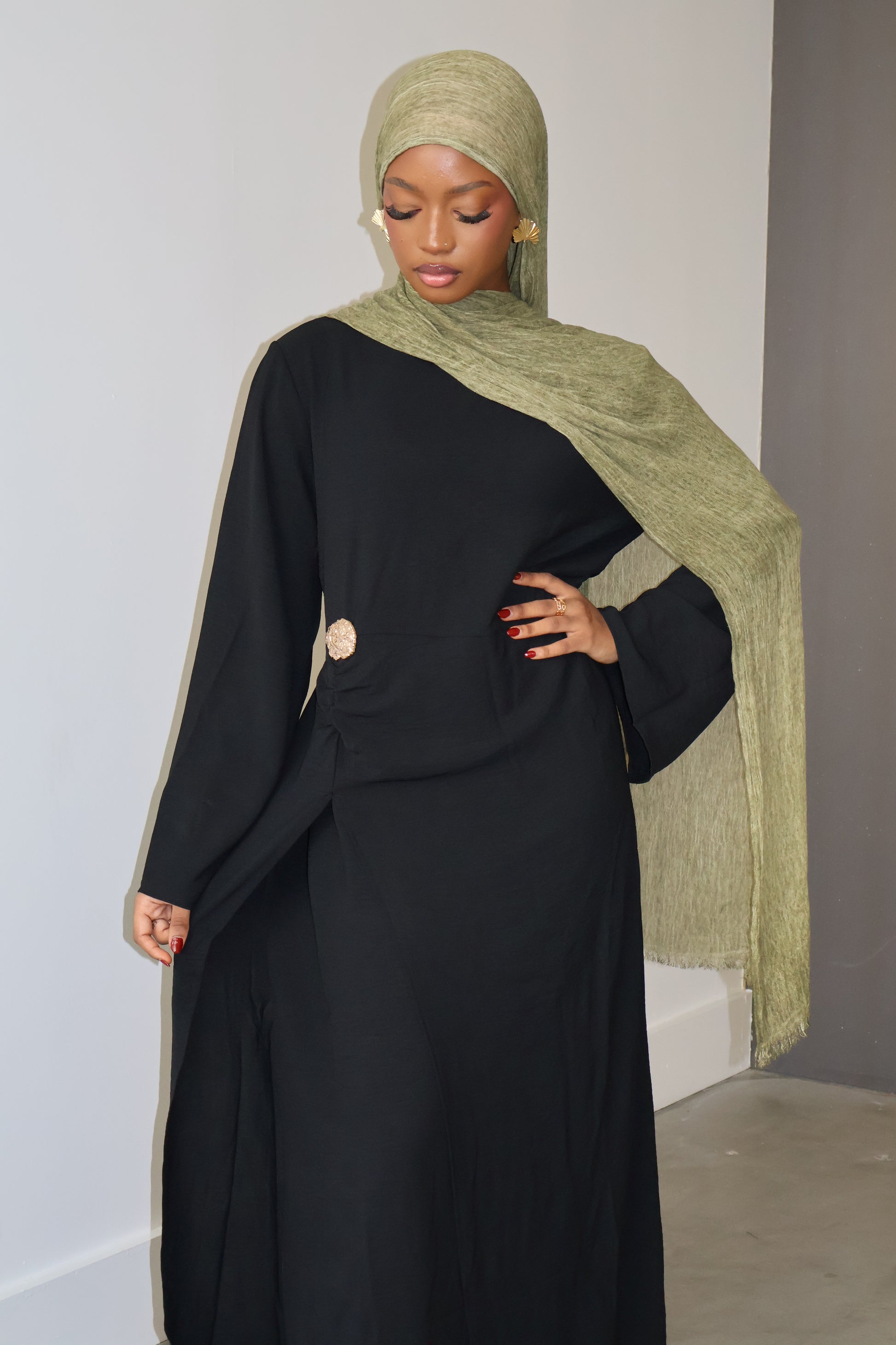 Zahara Gold Accent Ruched Dress