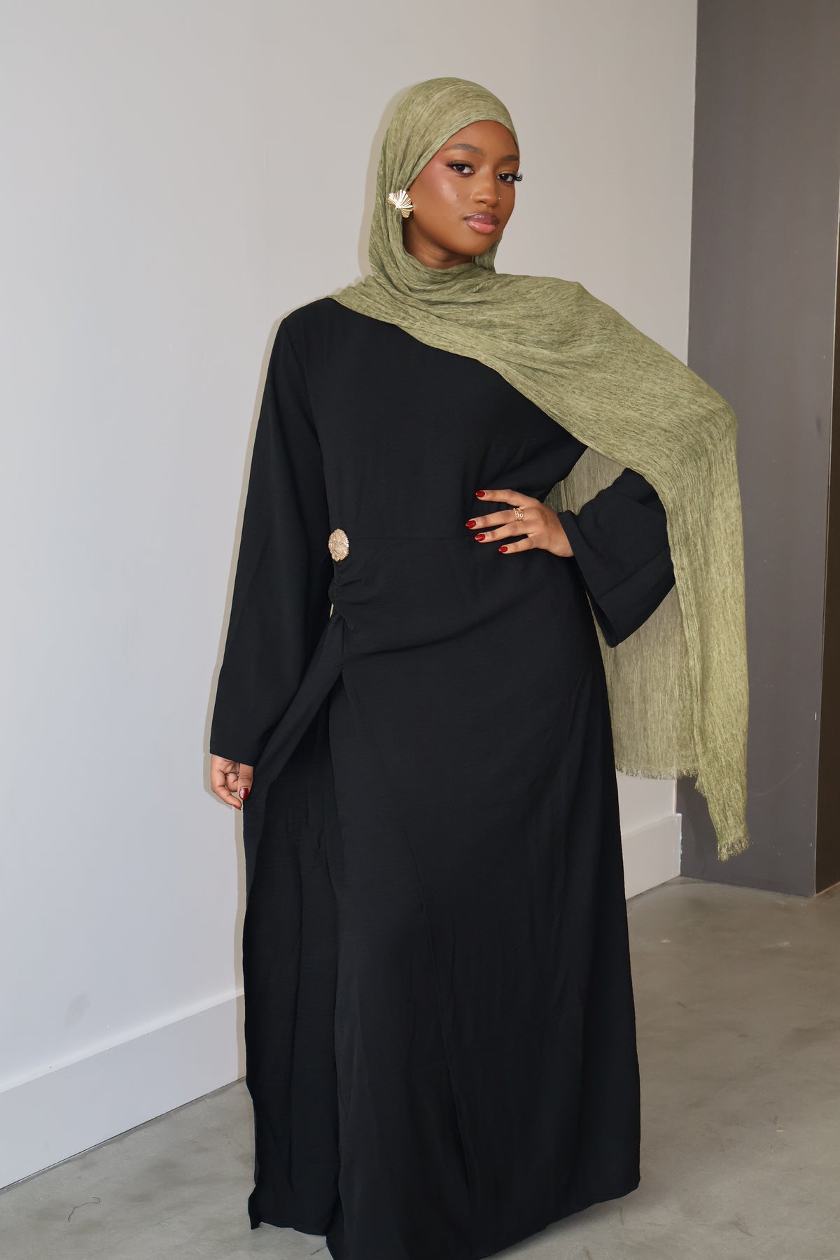Zahara Gold Accent Ruched Dress