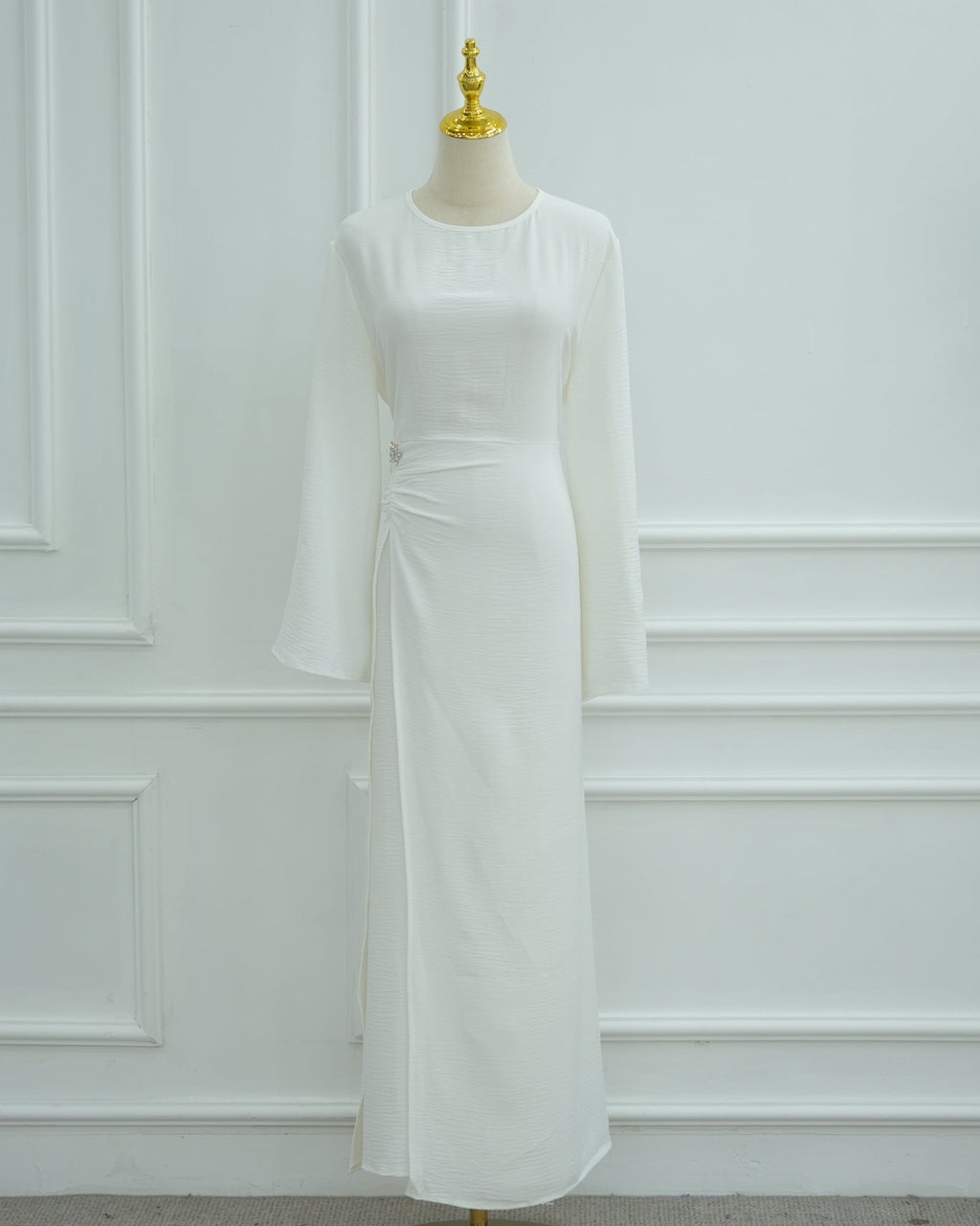 Zahara Gold Accent Ruched Dress