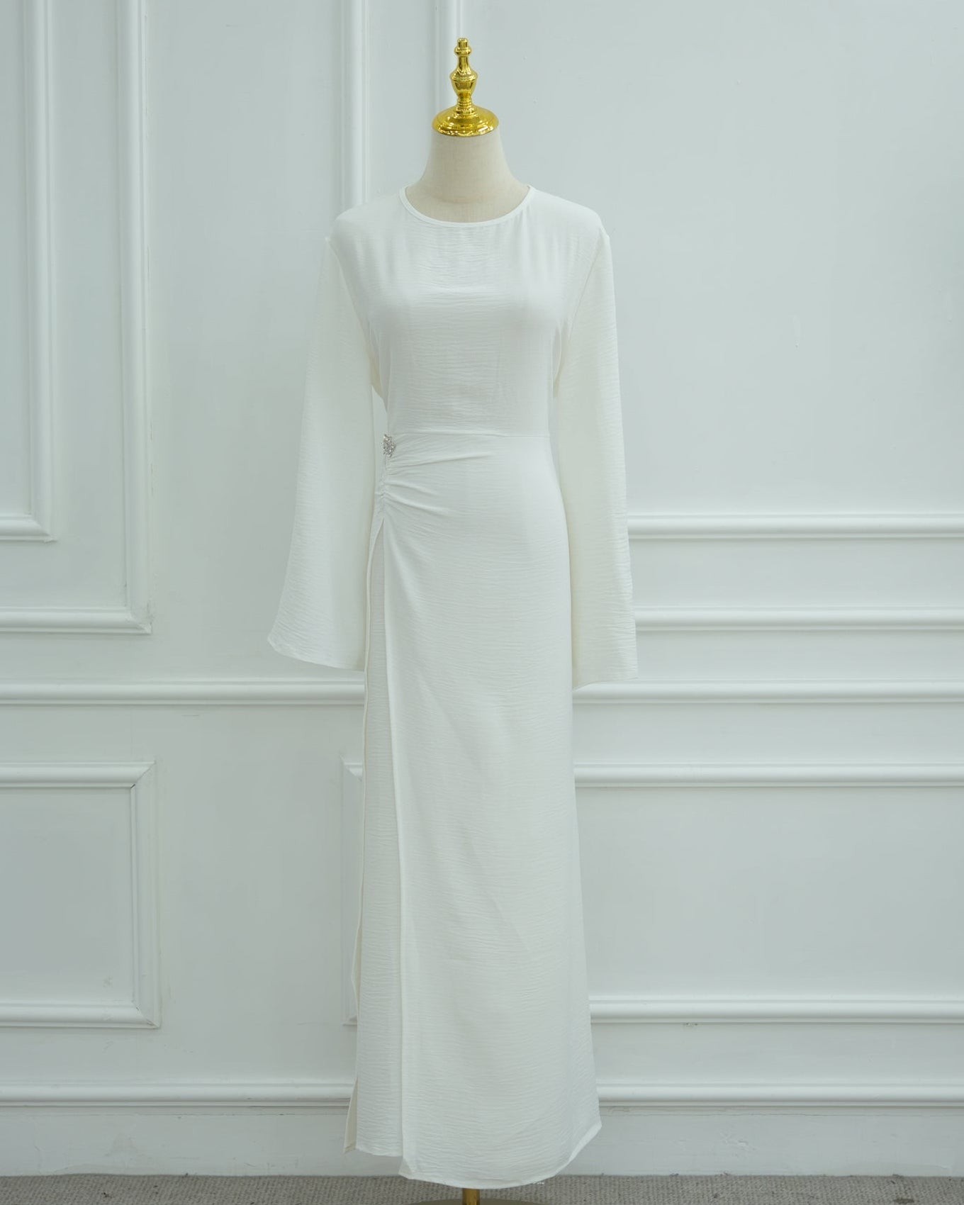Zahara Gold Accent Ruched Dress
