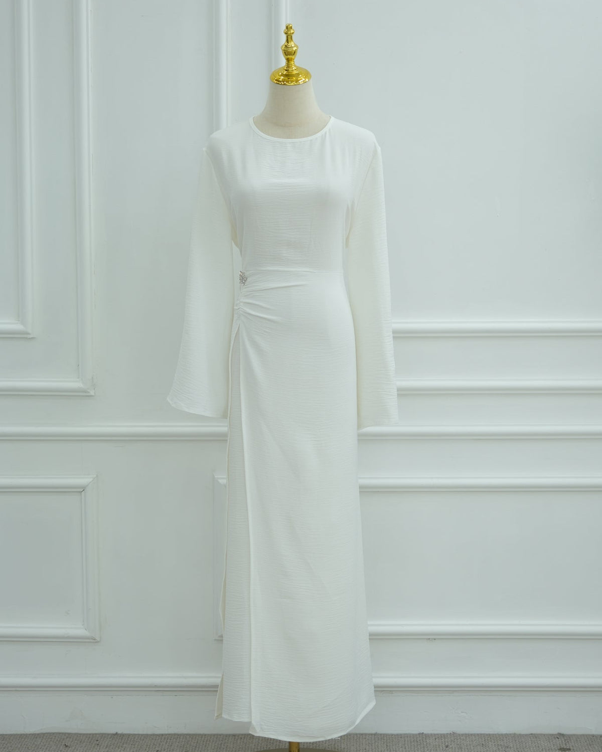 Zahara Gold Accent Ruched Dress