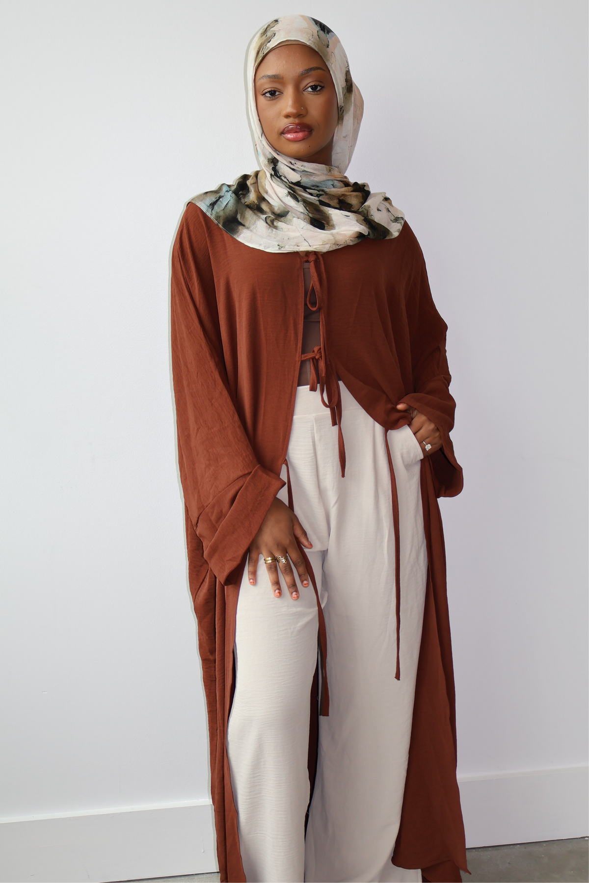 Sahar Ribbon-Tied Abaya