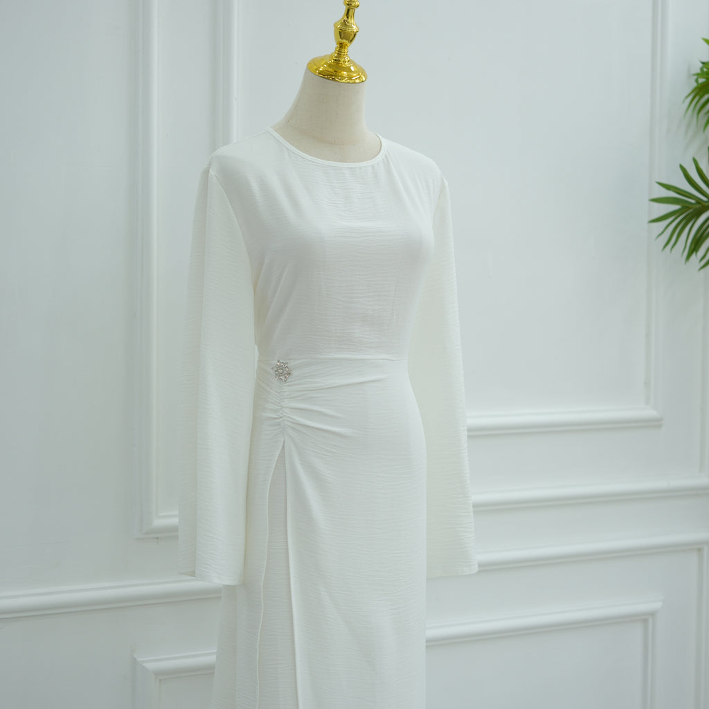 Zahara Gold Accent Ruched Dress