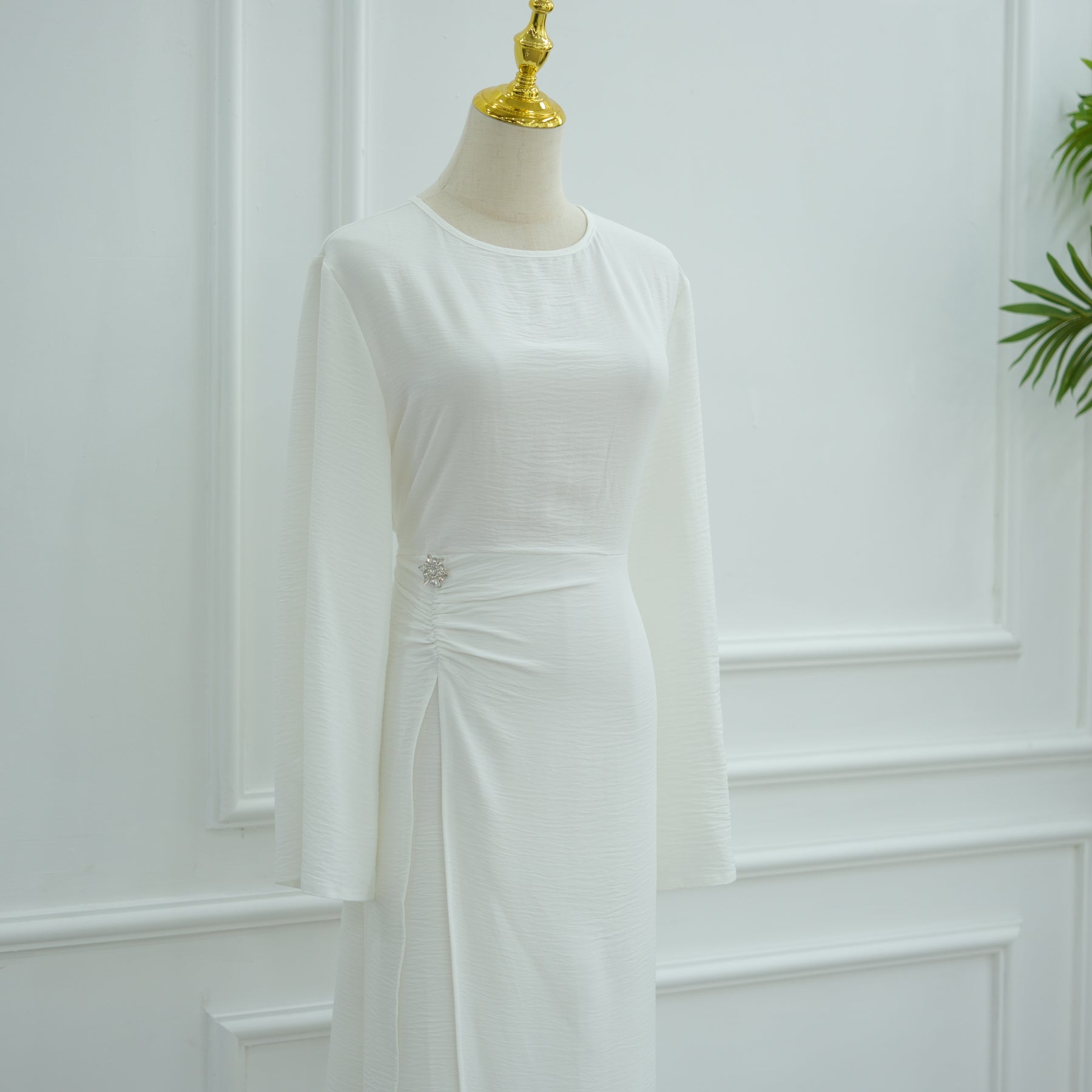 Zahara Gold Accent Ruched Dress