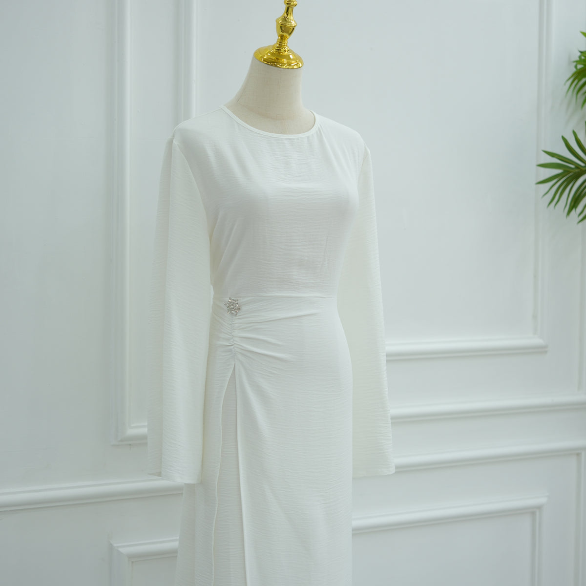 Zahara Gold Accent Ruched Dress