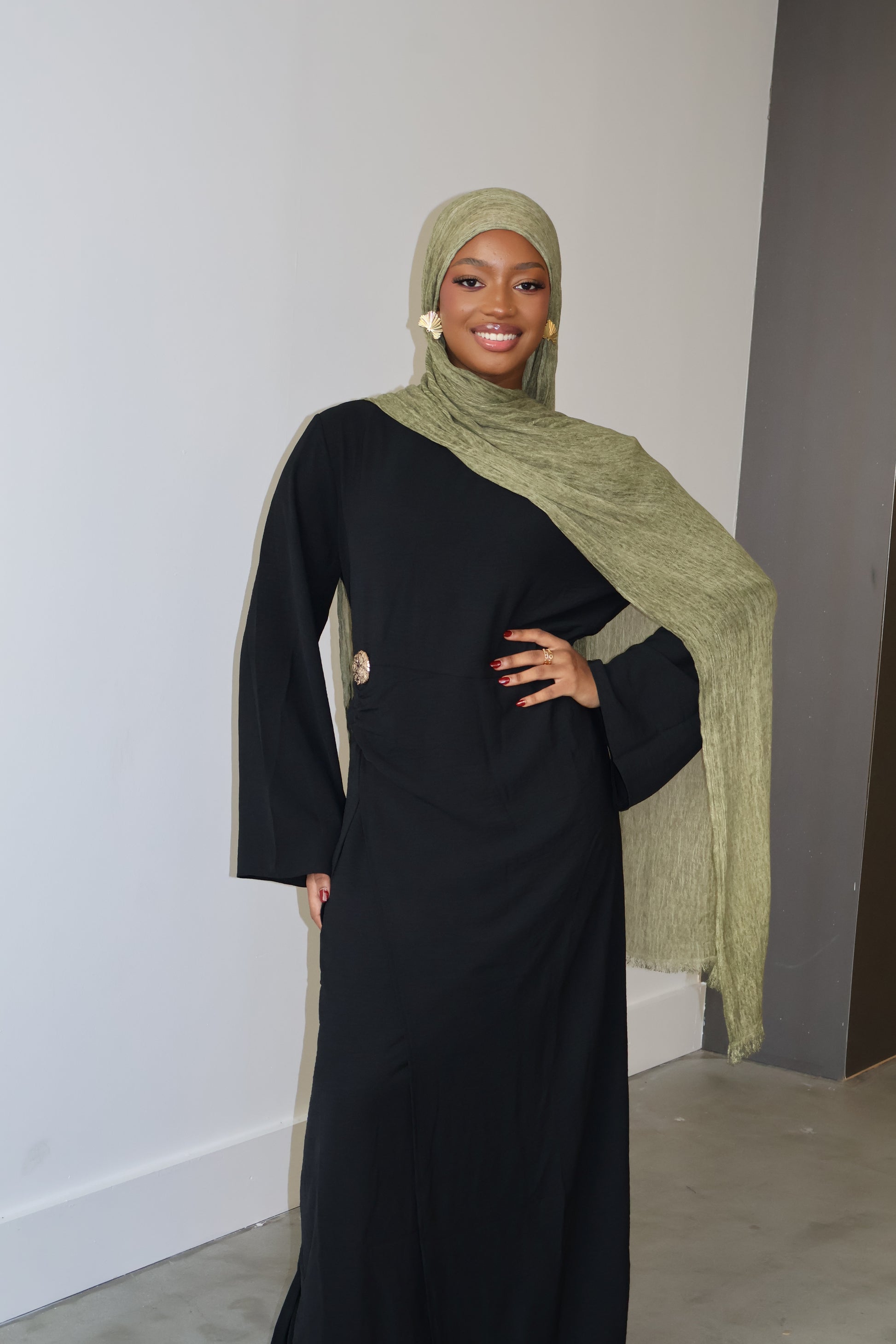 Zahara Gold Accent Ruched Dress