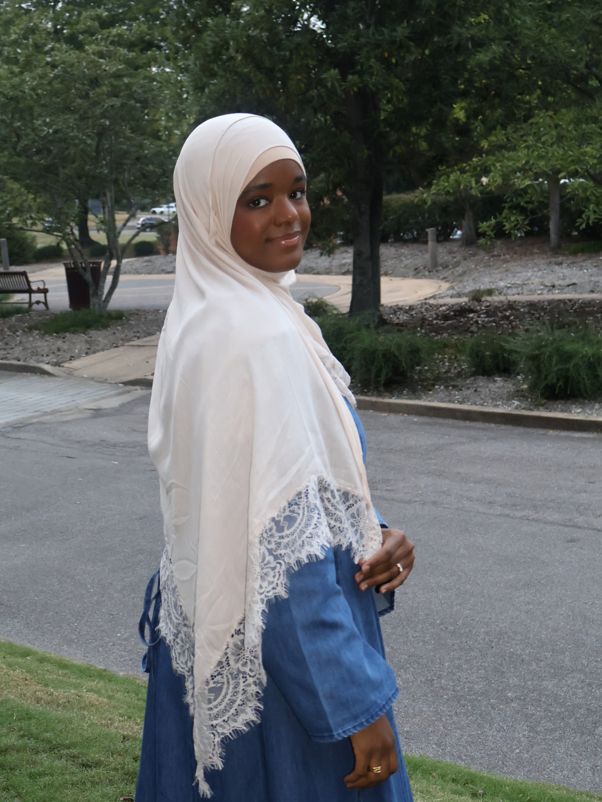 Lace Trim Modal Hijab