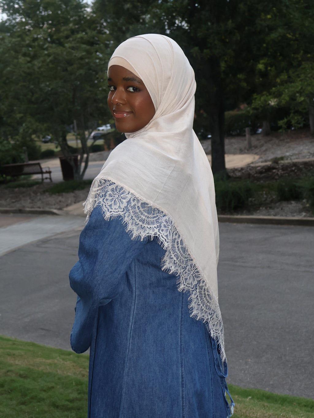 Lace Trim Modal Hijab