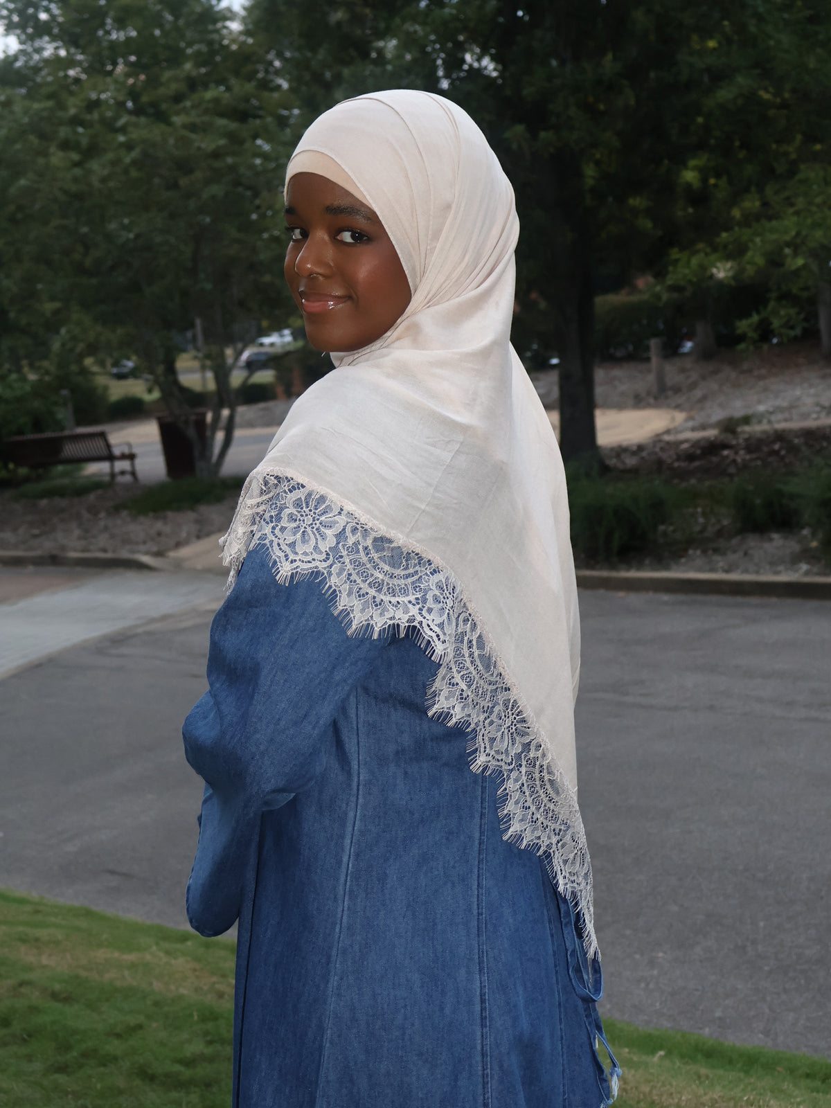 Lace Trim Modal Hijab