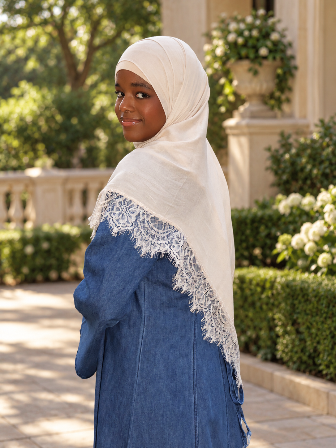 Lace Trim Modal Hijab