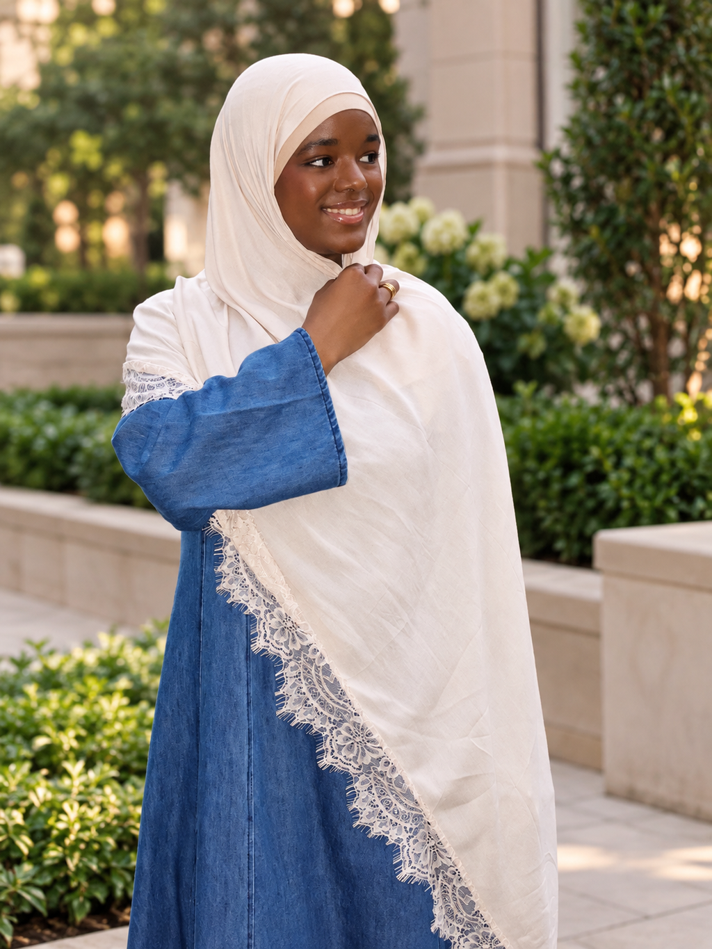 Lace Trim Modal Hijab